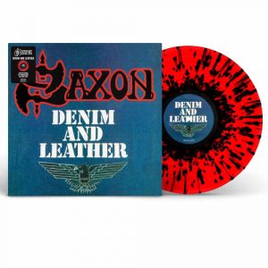 Saxon - Denim and Leather (Red/Black Splatter)